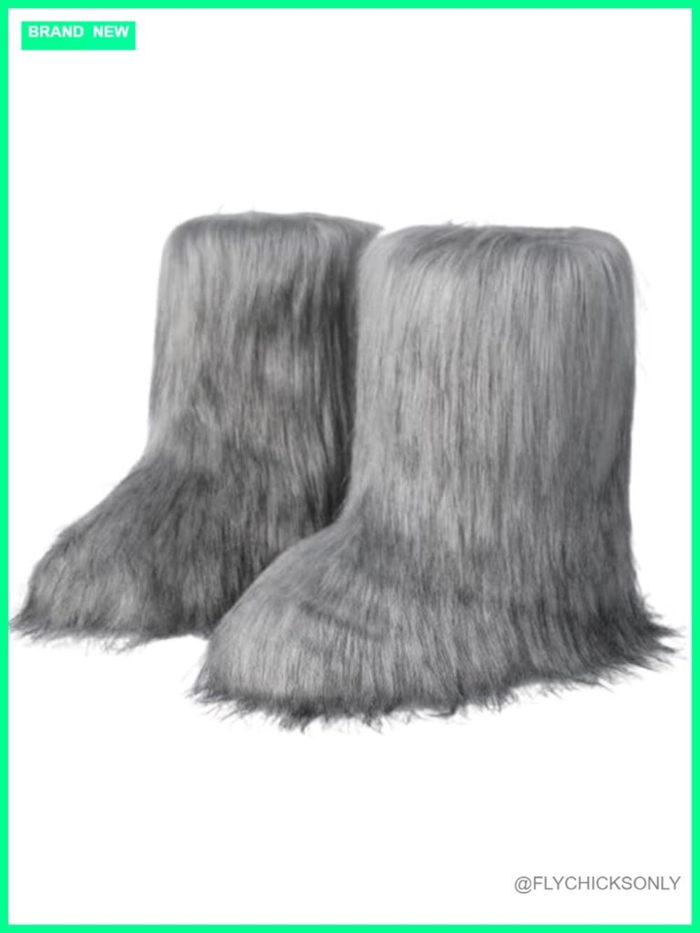 Faux Fur Mid-Calf Winter Snow Boots Fluffy Pull-On Y2K Women's